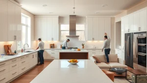 Showcasing a stunning Home renovation in a modern kitchen with professional installation and bright lighting.