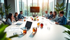 Collaborative meeting at https://fidelitycorporate.com showcasing a diverse business team and modern workspace.