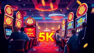 Menangkan dengan slot depo 5k di mesin slot yang menampilkan pemain bersemangat.