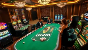 Engage in thrilling gambling action at GG88's luxurious casino table filled with exciting games.