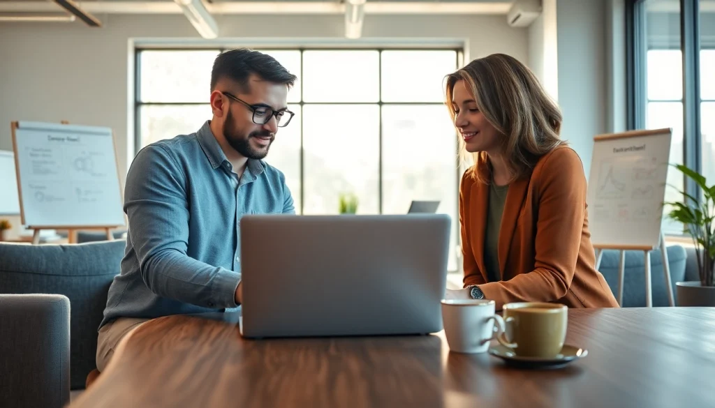 Engaging session with business coach near me in a bright office, promoting growth and collaboration.