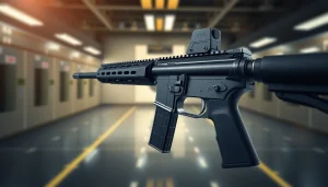 Showcase the Super Safety AR15 kit with detailed trigger mechanism distinctively highlighted.