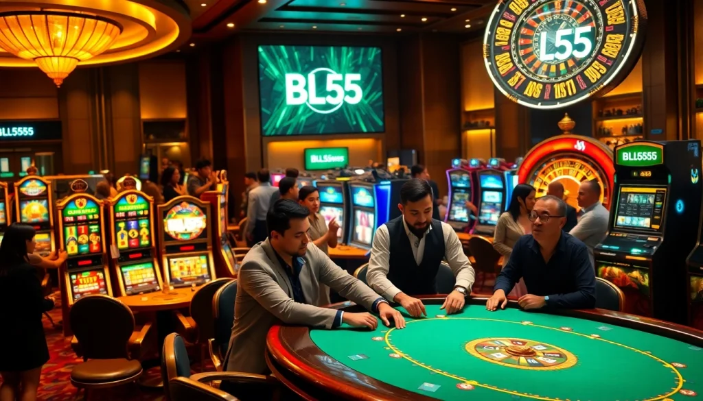 Experience the thrill of gambling at https://bl555.direct/ with vibrant casino scenes and excited players.