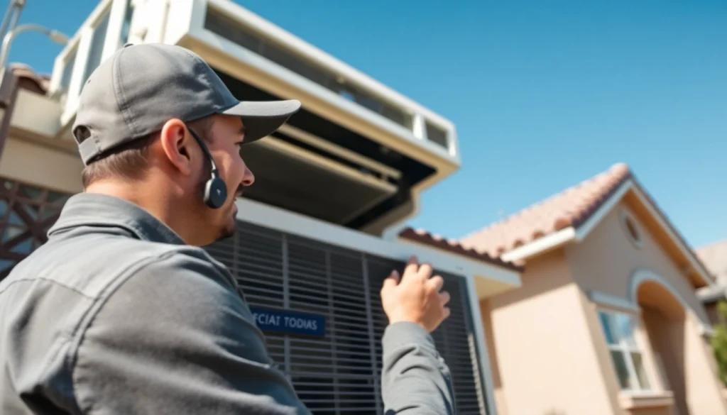 Expert HVAC technician performing Scottsdale AC maintenance on a residential unit, showcasing professionalism.
