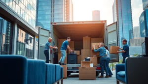 Office Relocation Wollongong featuring professional movers efficiently packing an office environment.