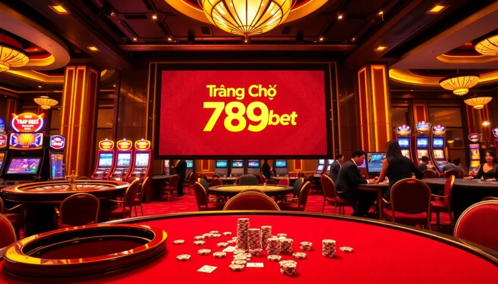 Exciting gaming scene at trang chủ 789bet featuring roulette, slots, and players.