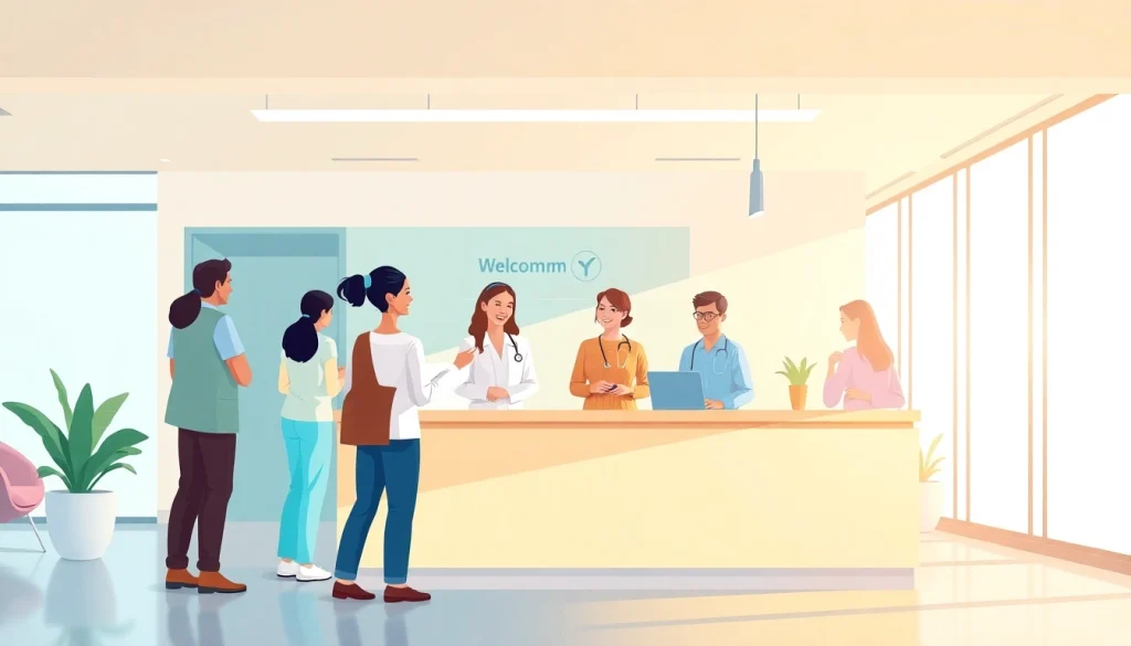 Welcoming reception area at https://tweestedenziekenhuis.nl showcasing friendly staff and patients.