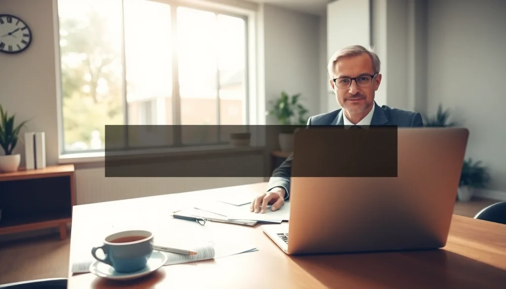 Providing Insurance Claims Help in a professional office setting with supportive elements.