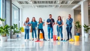 Cleaning company calgary team provides professional services in a bright office environment.