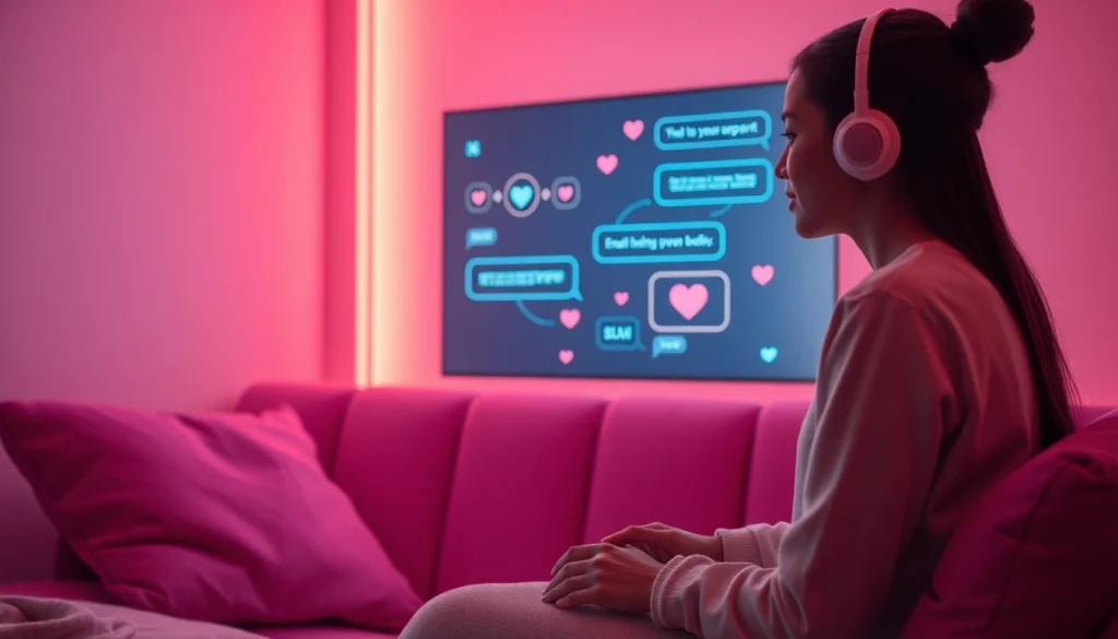 Engaging scene of a person interacting with an AI chatbot on intimate topics, highlighting evolution in sex ai technology.