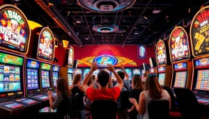 Menggambarkan permainan menarik Istana777 dengan pemain bahagia merayakan kemenangan.