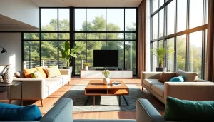 Showcasing a stylish living room transformation with bright elements for home renovation.