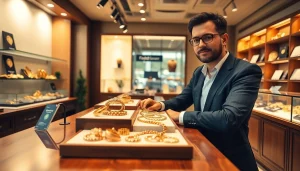 Goldankauf Hannover: Goldschmuck in einem eleganten Geschäft.