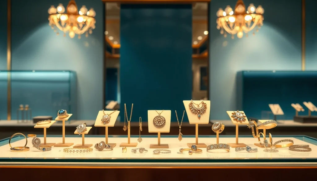 Finde einen Juwelier in der Nähe mit exquisitem Schmuck in einem eleganten Geschäft