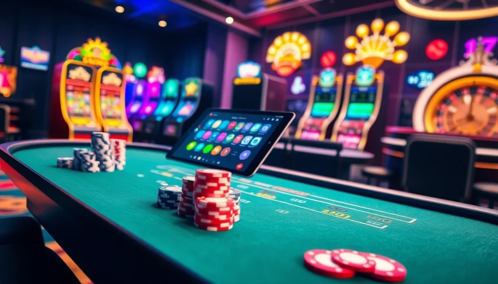 Experience the thrill of new66 with a captivating virtual poker scene, highlighting vibrant graphics and luxury.