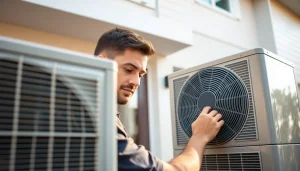 Technician installing trane heat pumps in a modern home environment, ensuring an efficient setup.