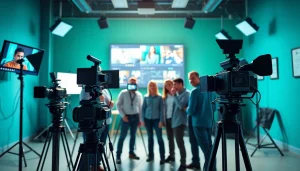 Showcase of a Video Production Company Calgary team collaborating in a vibrant studio.