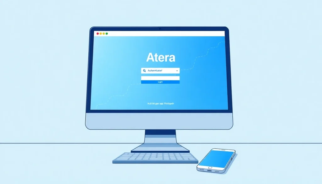 Atera login interface displayed on a computer screen, emphasizing secure access.