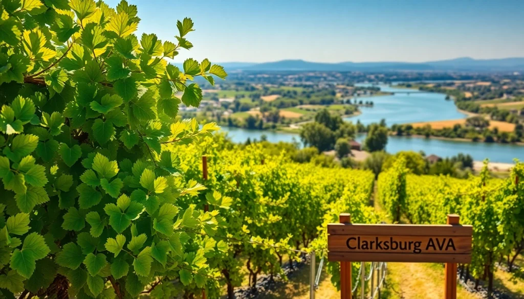 Experience the breathtaking vineyards of Clarksburg, CA, showcasing lush grapevines and serene river views.