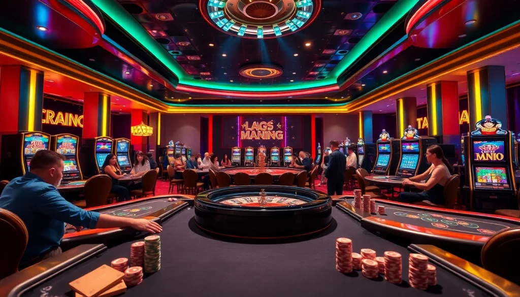 S8 casino players enjoying a thrilling game at a roulette table with vibrant casino lights.