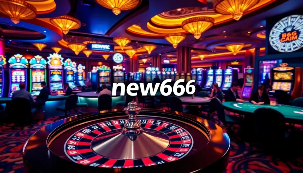 Experience thrilling gaming moments at new66 casino with vibrant roulette and poker tables.