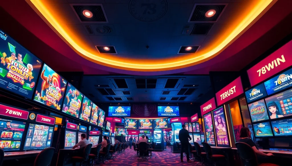 Exciting online gaming scene at 78WIN showcasing diverse games and vibrant atmosphere