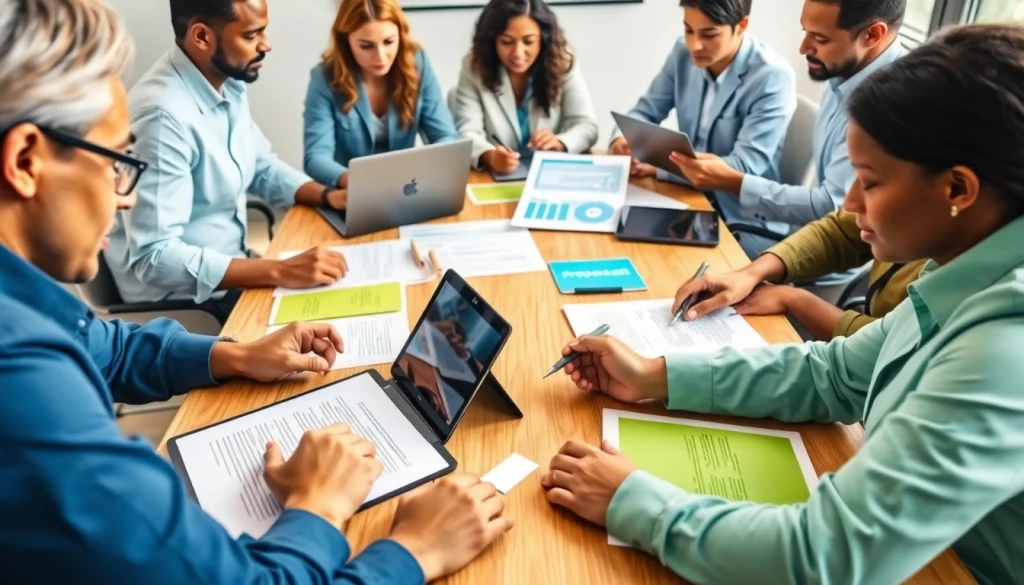 Enhance your Customized Proposal Writing skills with a collaborative team drafting innovative proposals.