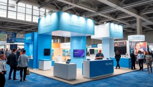 Engaging trade show booth showcasing vibrant design and interactive elements.