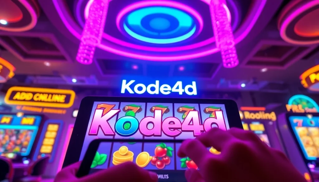 Engaging Kode4d online gaming scene with vibrant slot machine graphics.