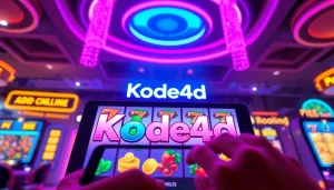 Engaging Kode4d online gaming scene with vibrant slot machine graphics.