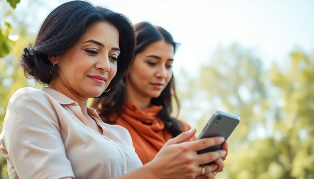 Mood tracker for mothers with a serene woman thoughtfully tracking her emotions outdoors.