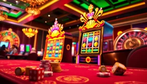 Experience the thrill of the raja barong slot with vibrant graphics and luxury casino elements.