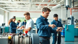 Students practicing skills at trade schools in southern California, showcasing a hands-on learning environment.