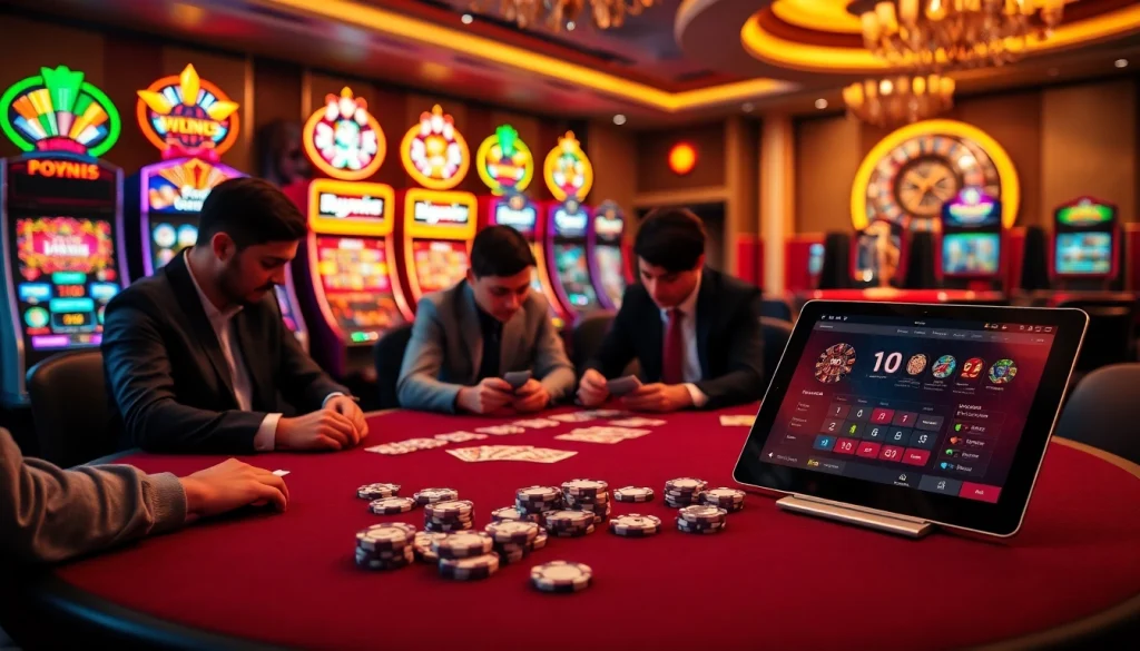 Experience high-stakes gaming at https://luck8.name/ with a luxurious poker table and vibrant casino atmosphere.