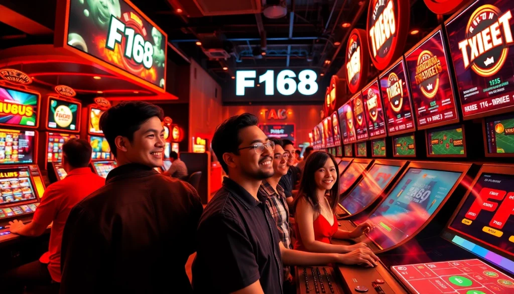 F168 online gaming scene showcasing diverse players and vibrant gaming interface