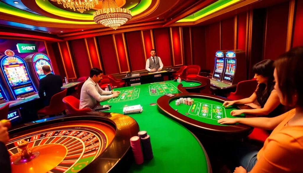 Players engaging in high-stakes games at SHBET casino, showcasing excitement and strategy.