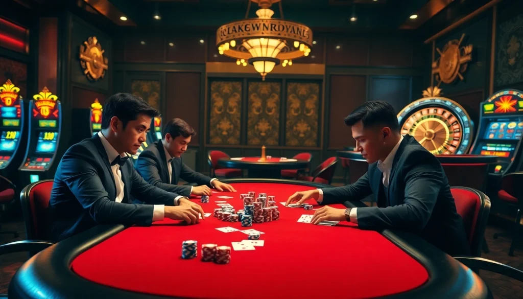 Players enjoying poker at a casino with the luxurious S8 smartphone visible