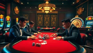 Players enjoying poker at a casino with the luxurious S8 smartphone visible