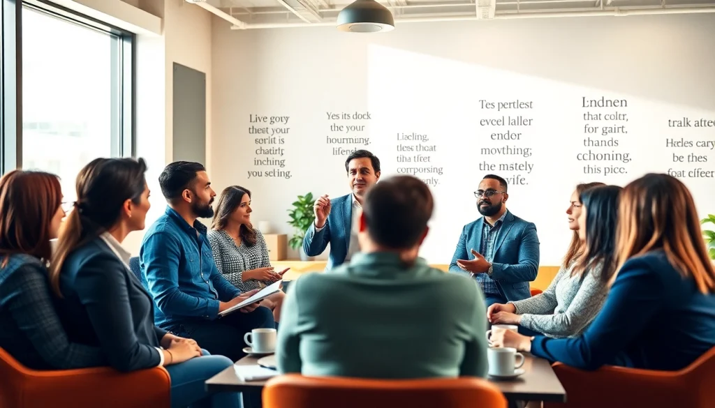 Connect with a business coach near me, engaging clients in a bright office environment.