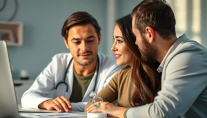 Consultazione sull'ovodonazione con un medico e una coppia speranzosa.