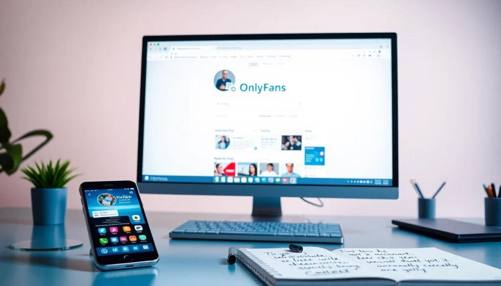 Illustration showing how to search onlyfans profiles on a modern digital workspace.
