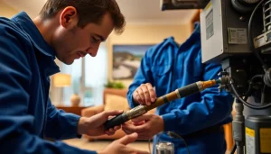 Experienced technician handling heating repair somers ny in a warm, cozy home setting.