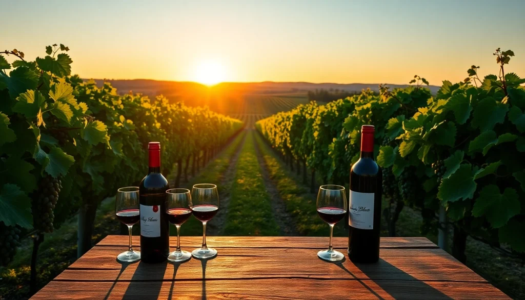 Enjoy scenic clarksburg wineries with lush grapevines and inviting wine setup.