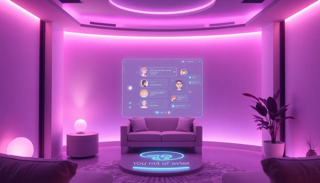 Engaging AI sex chat platform showcasing futuristic chat interactions with avatars.