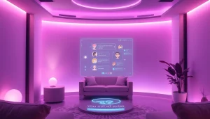 Engaging AI sex chat platform showcasing futuristic chat interactions with avatars.