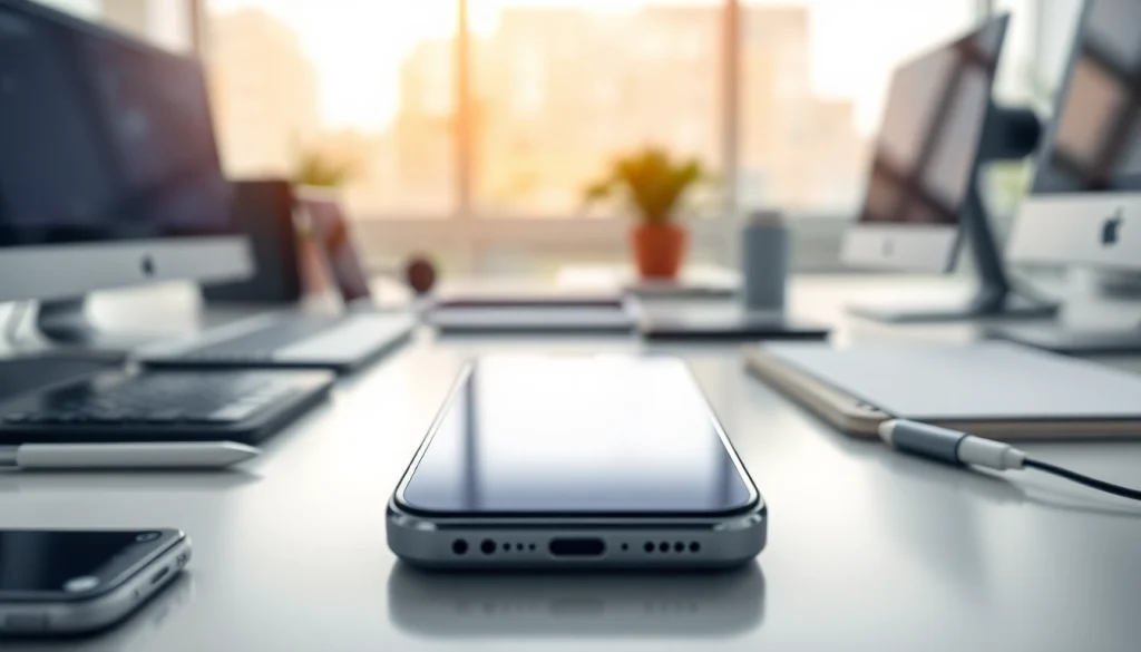 Revisión de Celulares iPhone con diseño moderno y elegante en un escritorio limpio