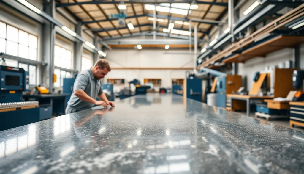 Showcasing surfacing solutions in a professional workshop with skilled craftsmanship.