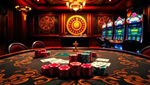 Experience the excitement of SODO66 with vibrant casino tables and poker chips.