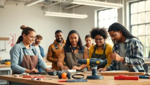 Students learning in a Trade School In Tennessee, showcasing hands-on skills and teamwork in a bright classroom.