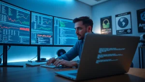 A cybersecurity expert analyzing data for an infosec project, showcasing advanced tech for tracking Amazon prices.